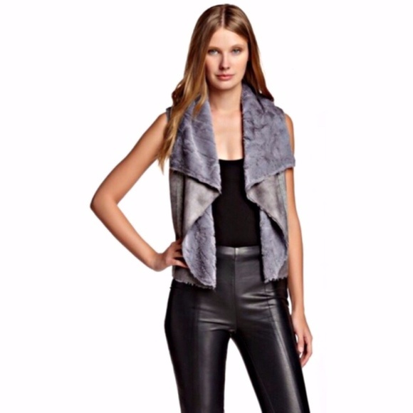 Ella Moss Faux Shearling Vest Platinum Gray Size M - Picture 3 of 8